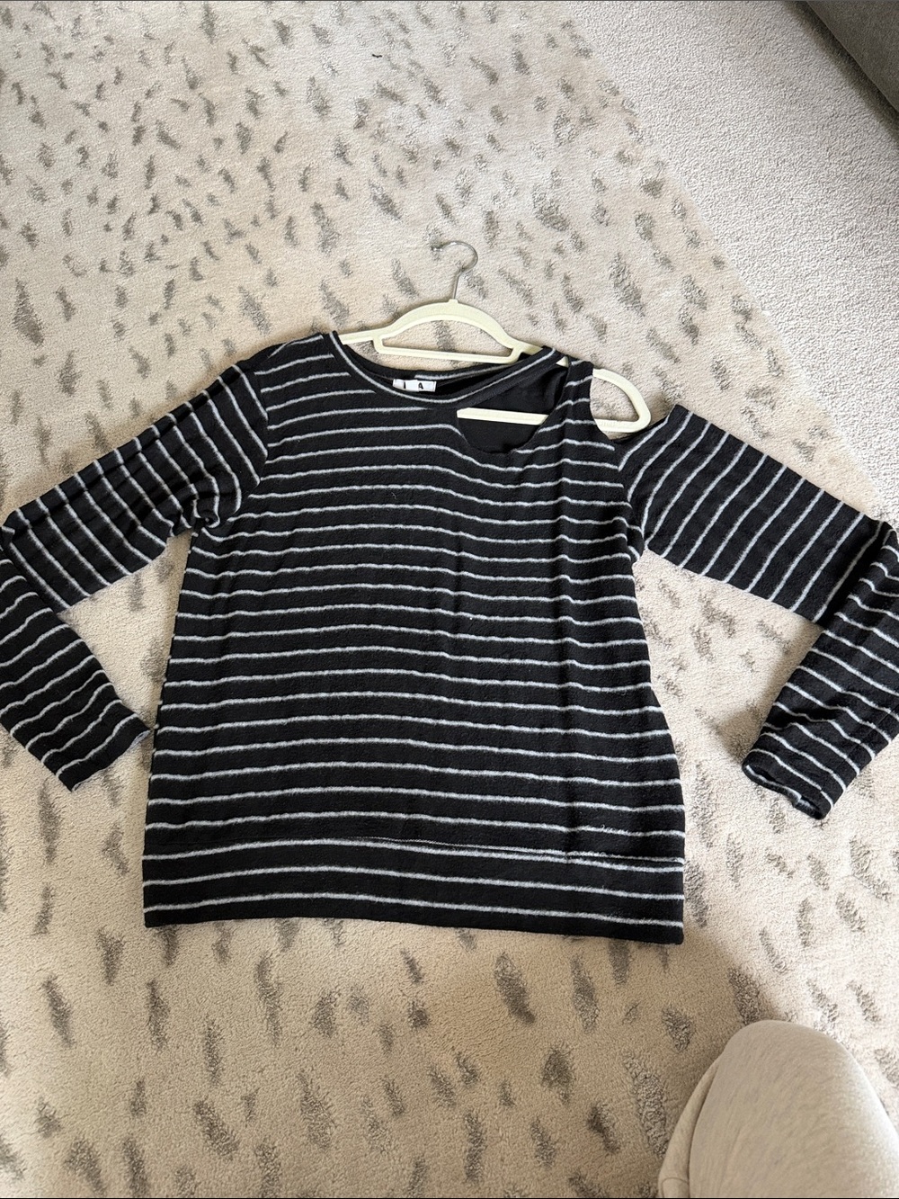 LNA Black & White Striped Long Sleeve Women's Sweatshirt